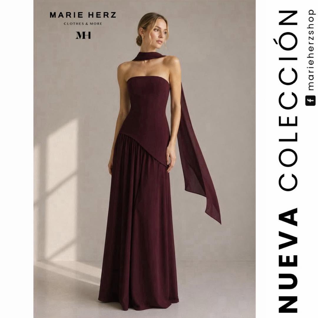 1065025 Vestido vino corset tira