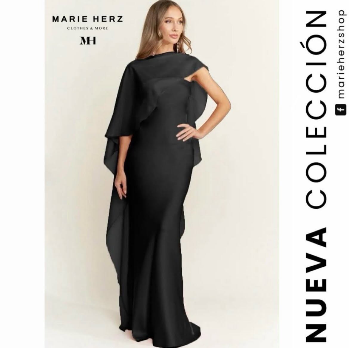 1065095 Vestido negro capa