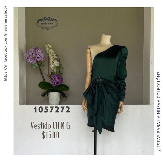 1057272  Vestido hombro verde