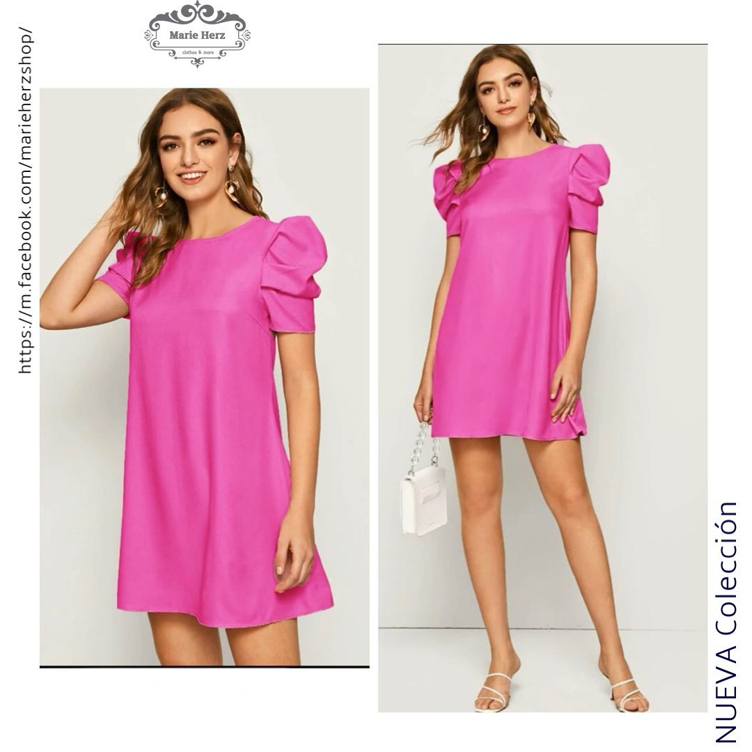 1057338 Vestido corto rosa satín