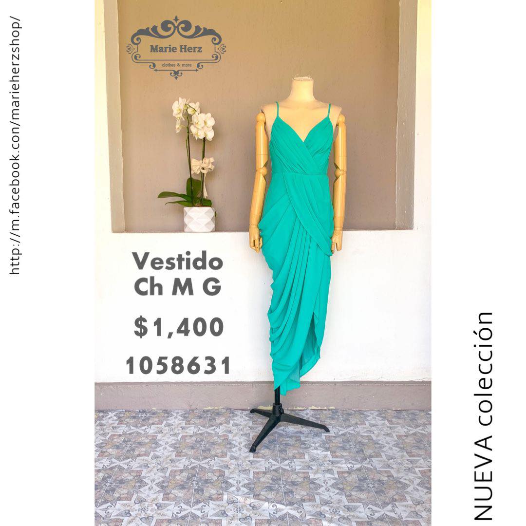 1058631 Vestido verde tirantes