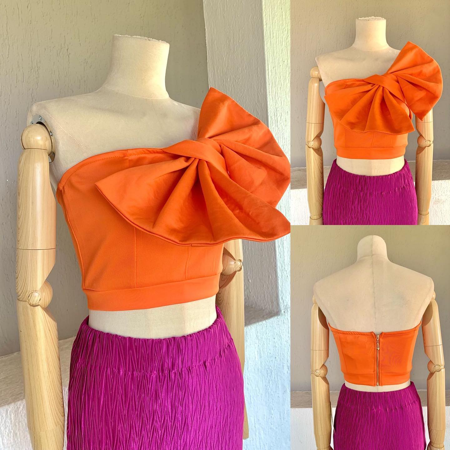 1059036 Blusa moño naranja