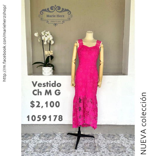 1059178  Vestido encaje rosa