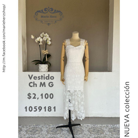1059181  Vestido encaje blanco