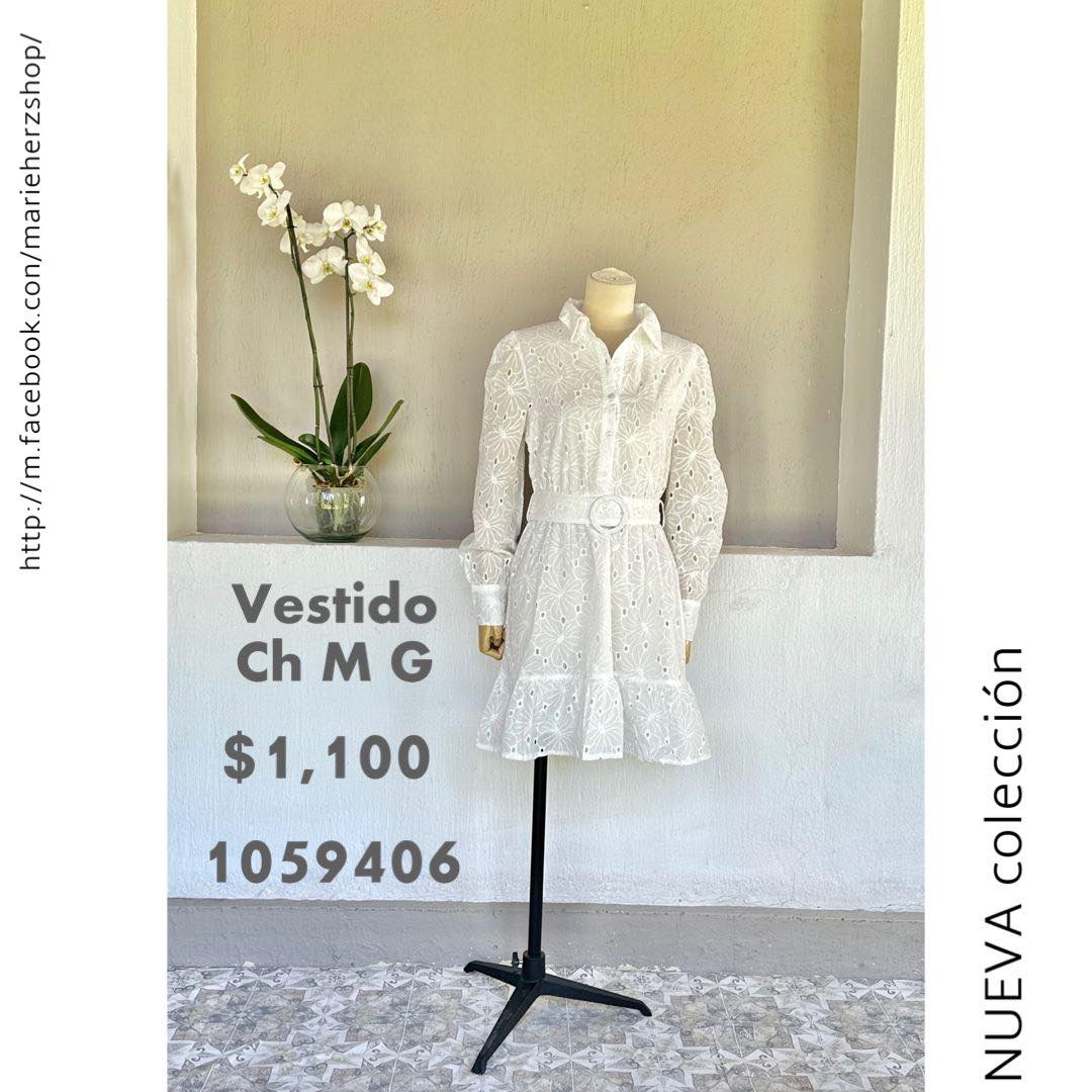 1059406  Vestido corto manga larga encaje