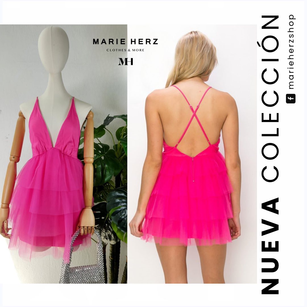 1059681  Vestido corto tul rosa