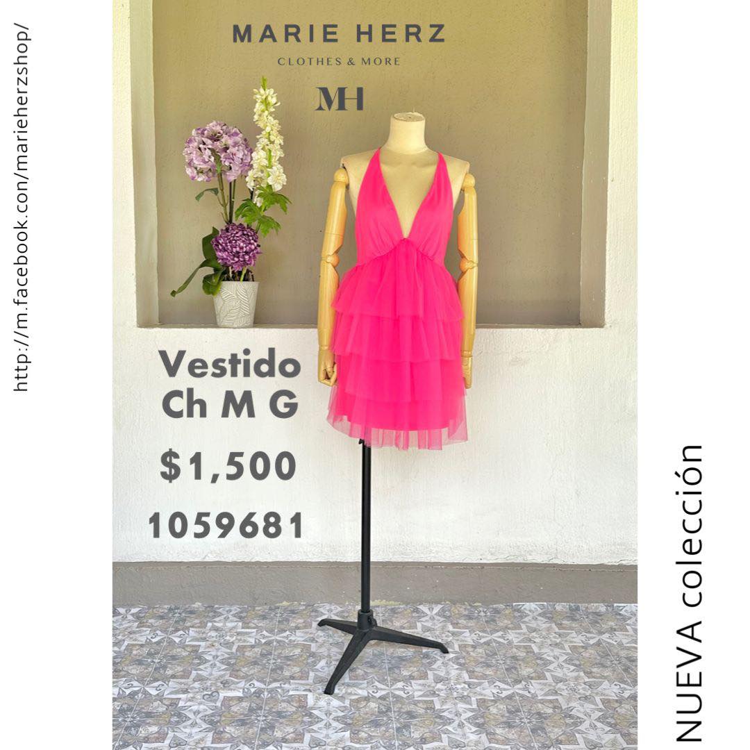 1059681  Vestido corto tul rosa
