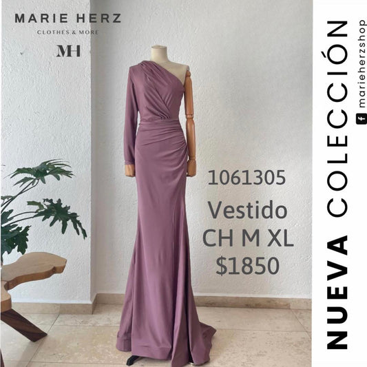 1061305  Vestido licra hombro meauve