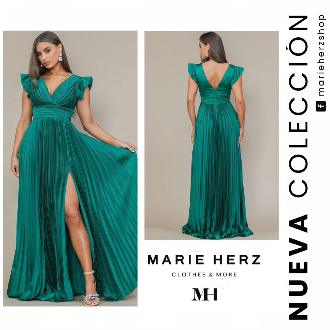 1061322  Vestido azul verde tablas