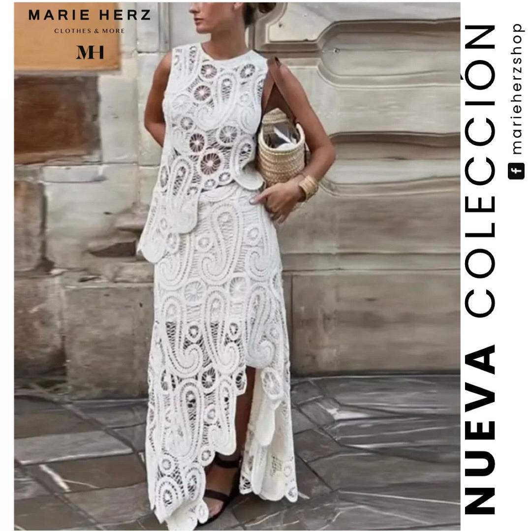1061500  Vestido encaje blanco corto