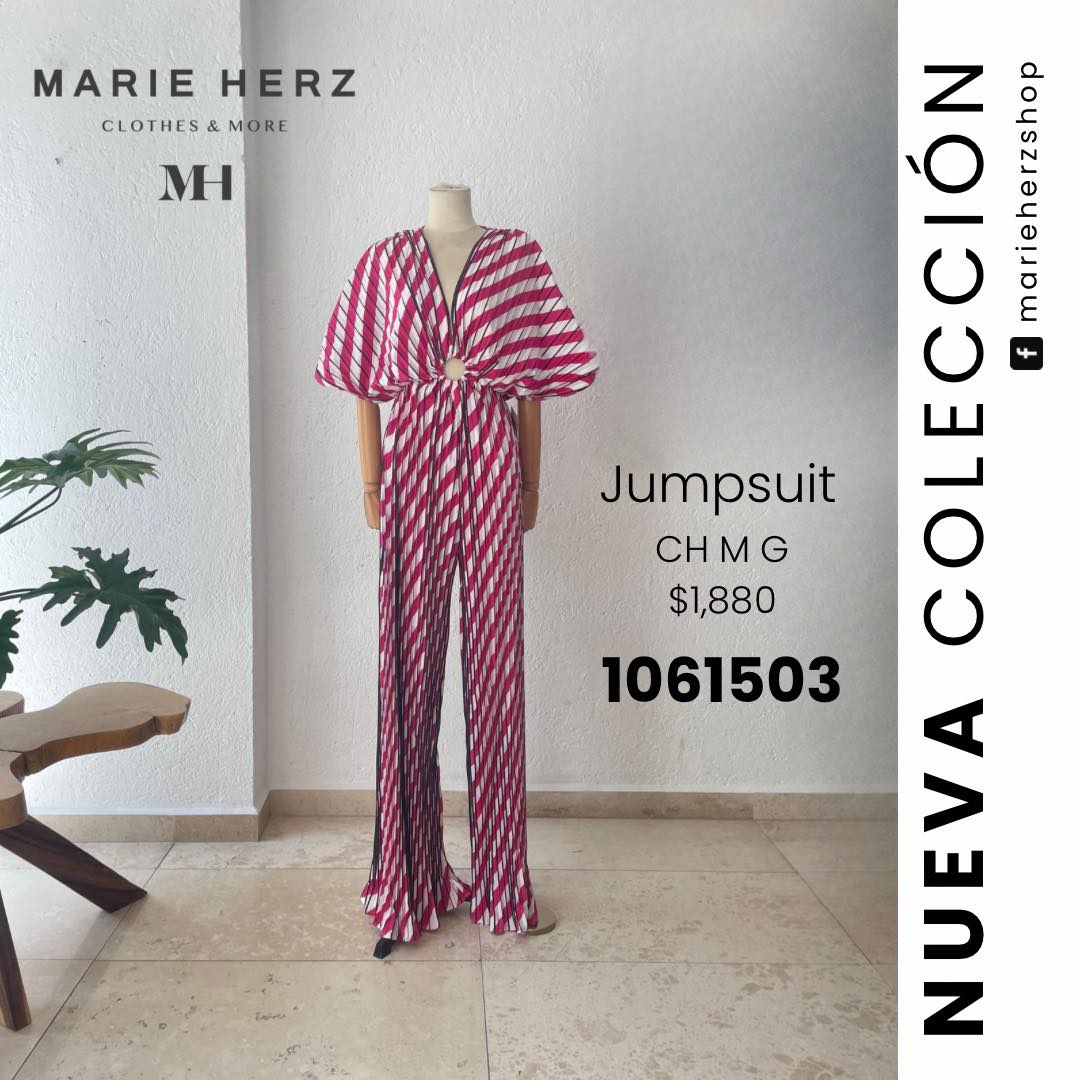 1061503  Jumpsuit rayas rojas