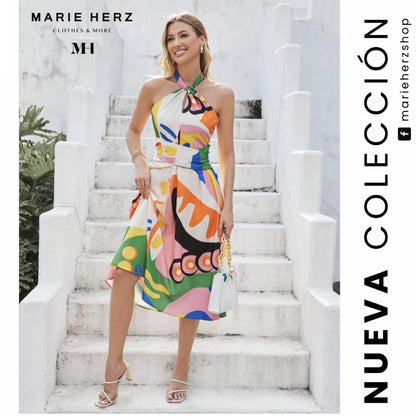 1061515  Vestido midi estampado