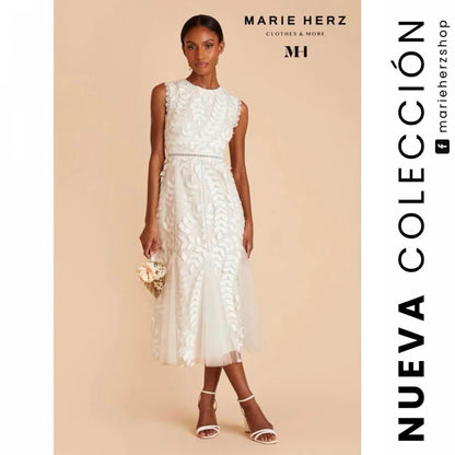 1062269  Vestido blanco hojas