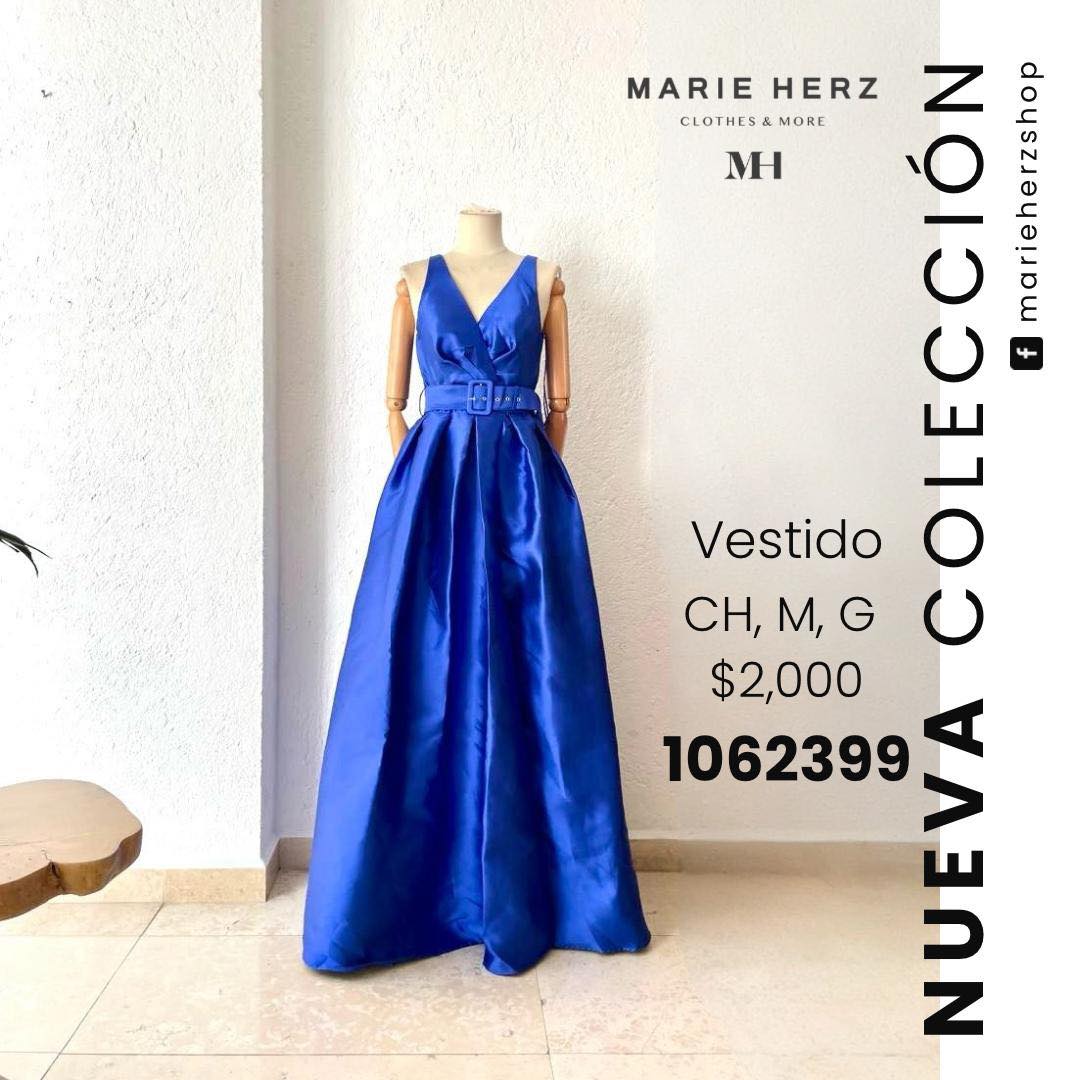1062397  Vestido azul rey amplio
