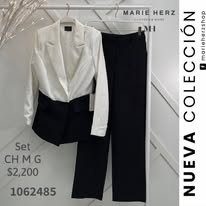 1062485  Set Negro Saco Blanco cruzado
