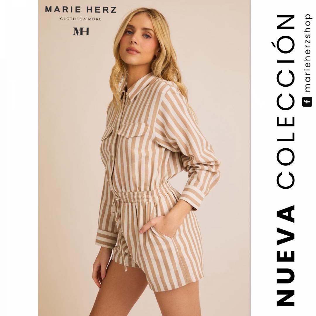 1062719  Romper rayas nude