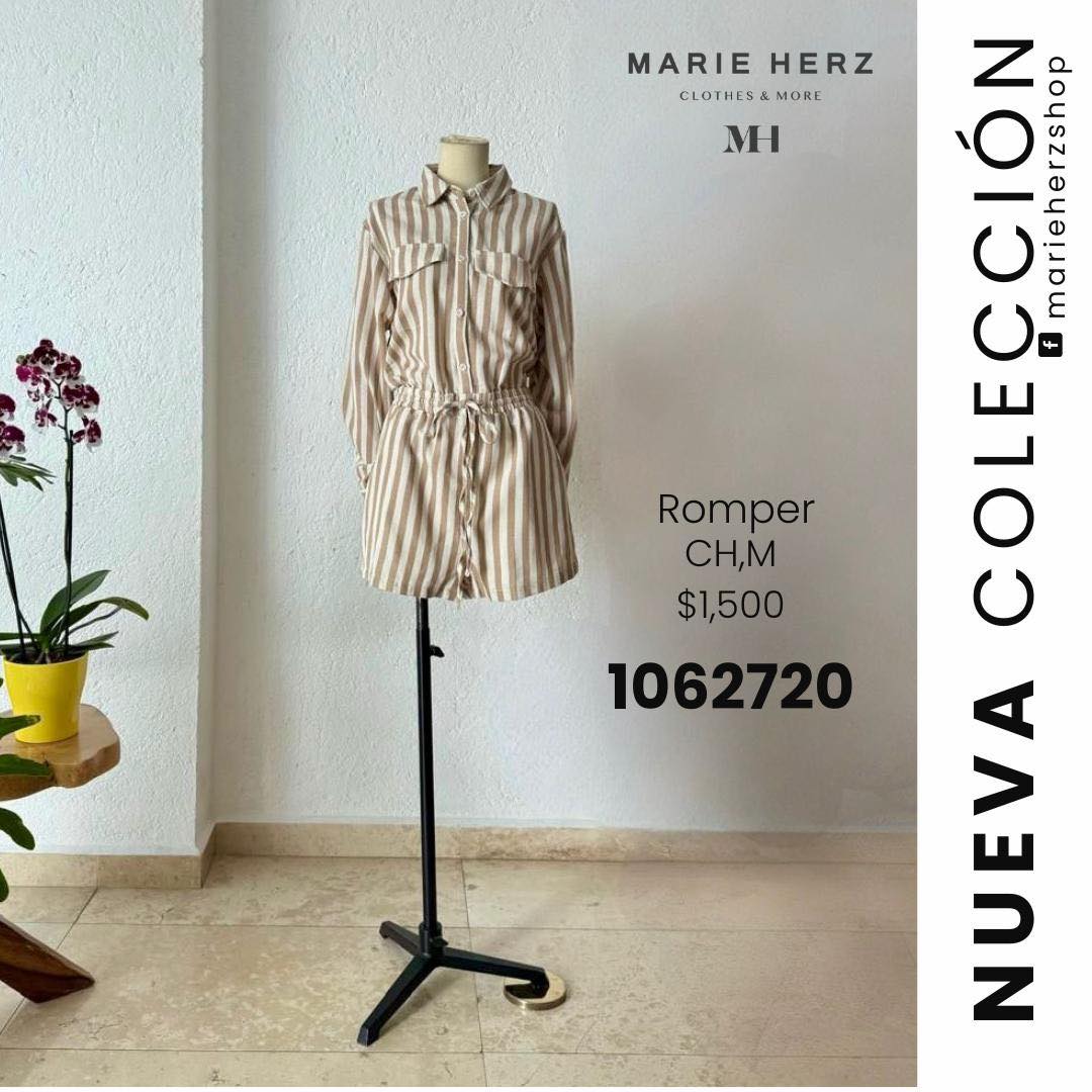 1062719  Romper rayas nude