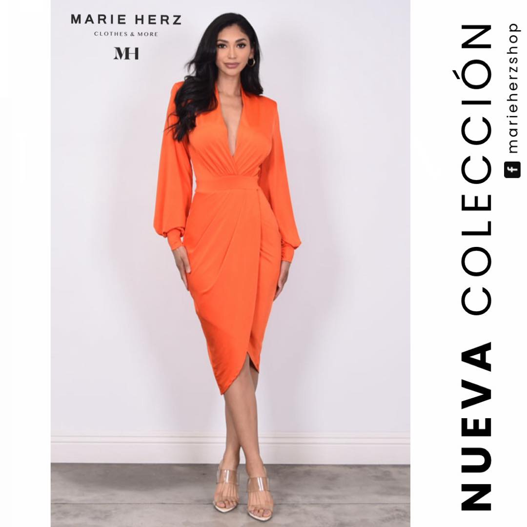 1062725  Vestido naranja midi