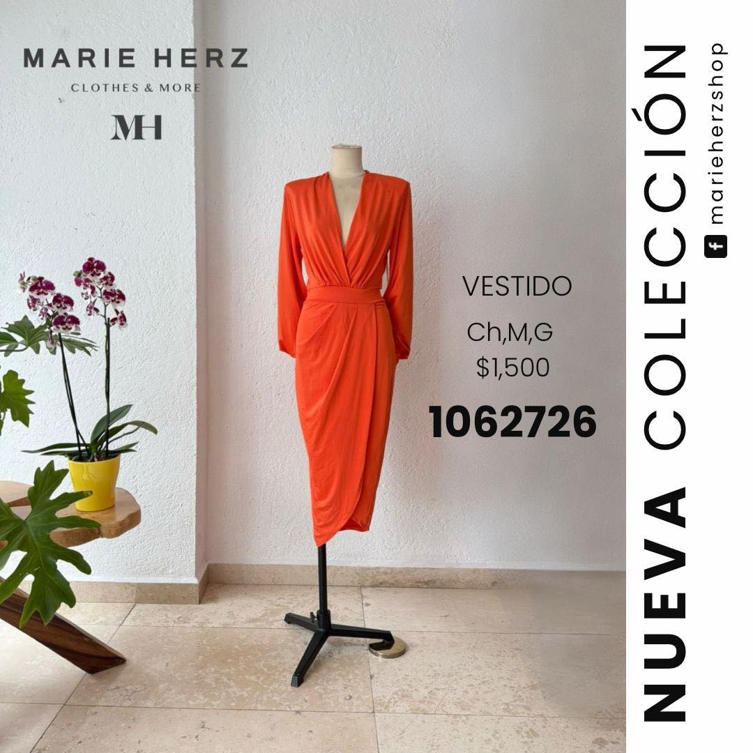 1062725  Vestido naranja midi