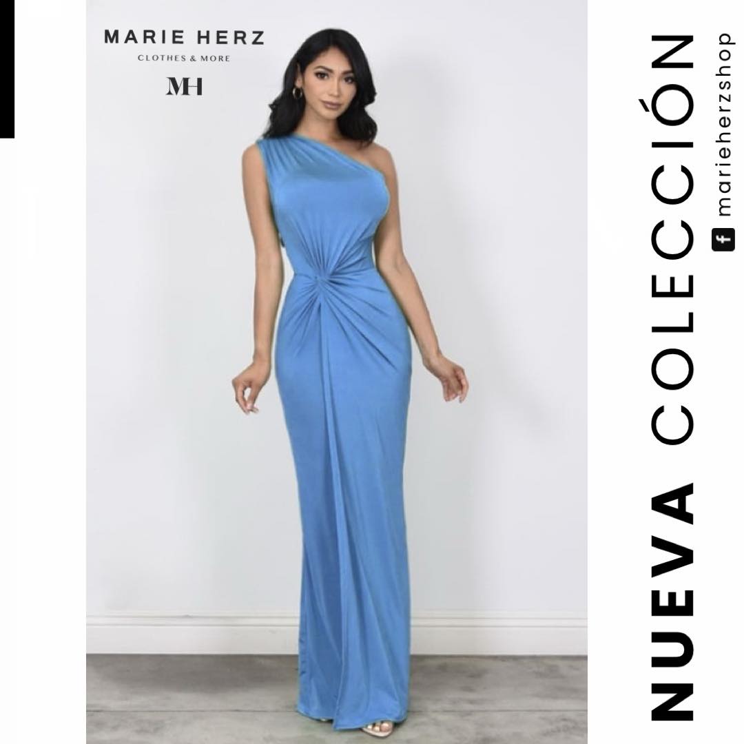 1062731  Vestido azul hombro licra