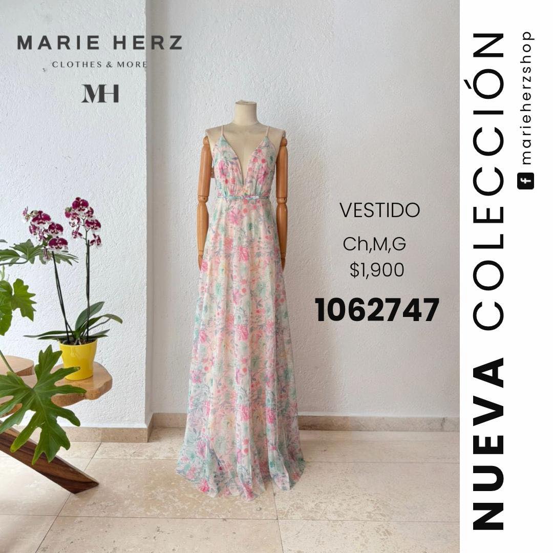 1062746  Vestido gasa flores tirantes