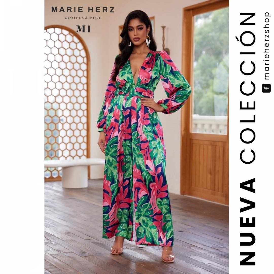 1062770 Jumpsuit flores rosas verdes