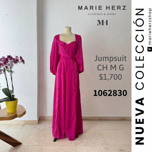 1062830  Jumpsuit magenta satin