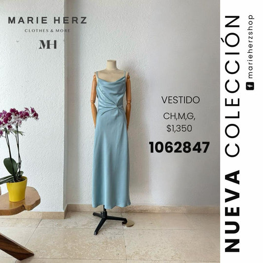 1062845  Vestido satin azul