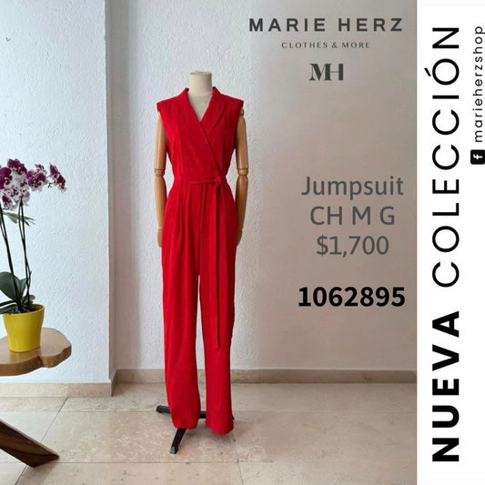 1062895  Jumpsuit rojo cuello