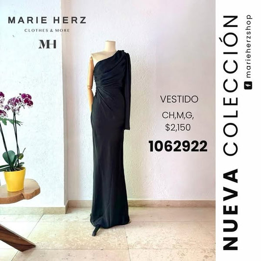 1062921  Vestido manga negro