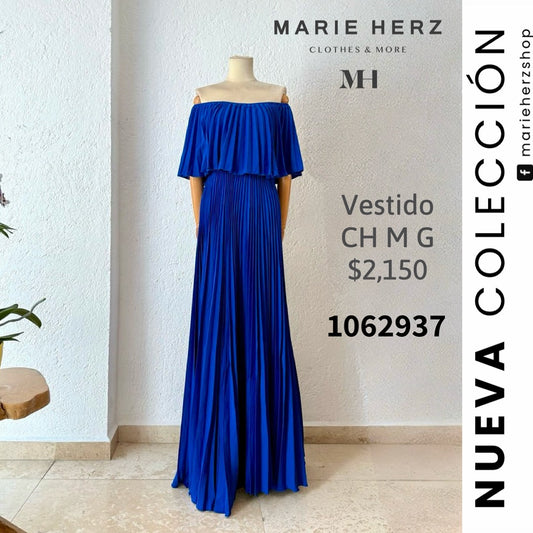 1062937  Maxivestido tablas azul rey