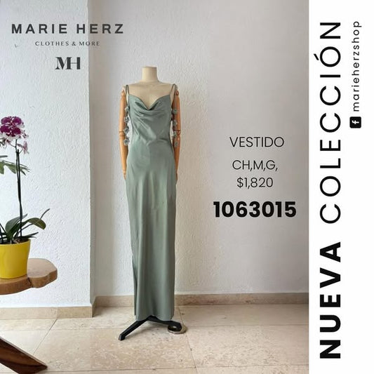 1063015  Vestido gris verde flores