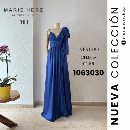 1063030  Vestido azul rey moño