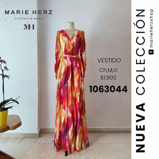 1063044  Vestido estampado naranjas