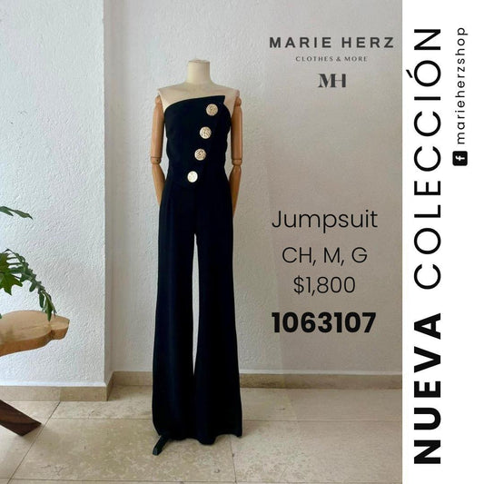 1063109  Jumpsuit negro linea blanca