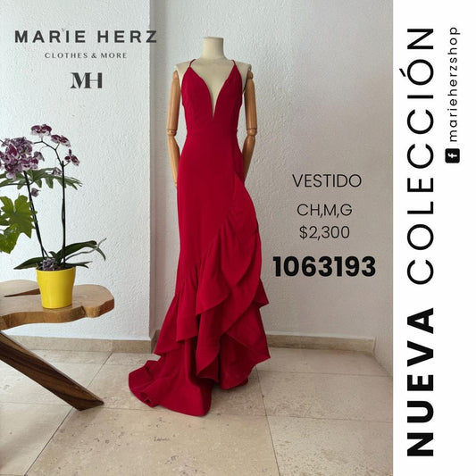 1063191  Vestido rojo olanes
