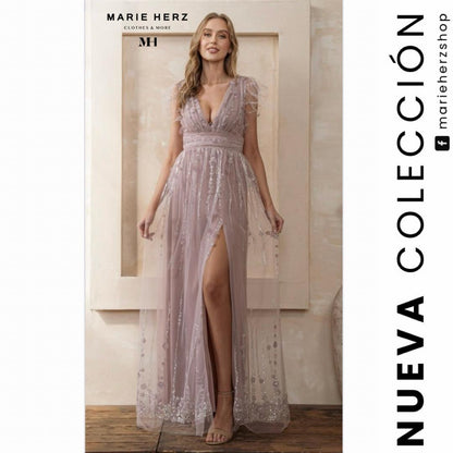 1063326  Vestido brillos palo de rosa