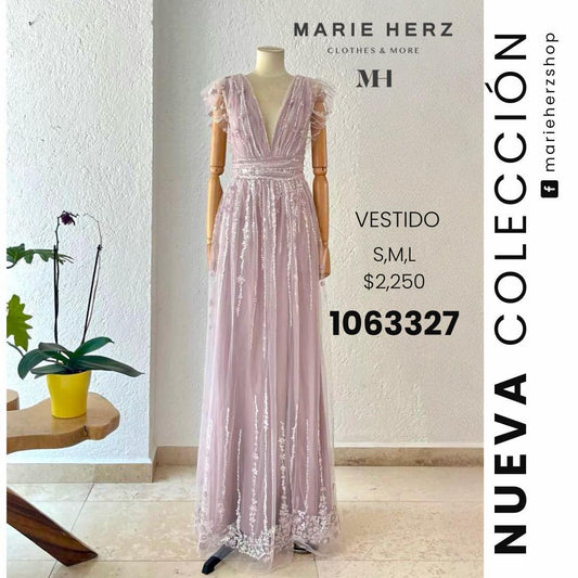1063326  Vestido brillos palo de rosa