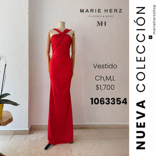 1063353  Vestido rojo licra tirante halter