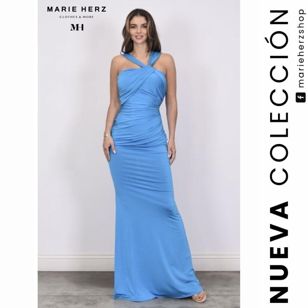 1063356  Vestido azul licra tirante halter
