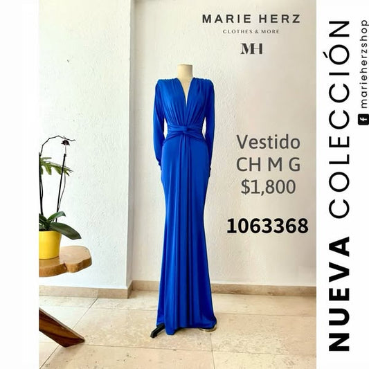 1063368  Vestido licra manga larga azul rey