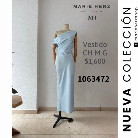 1063472  Vestido satin midi azul cielo