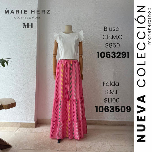 1063509  Falda colores estampado rosa