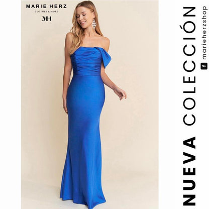 1063514  Vestido azul rey tirante satin