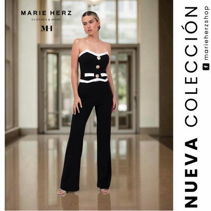 1063551  Set negro linea blanca