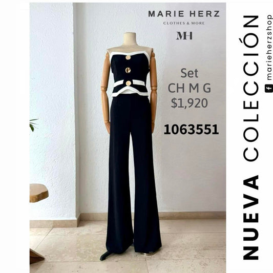 1063551  Set negro linea blanca