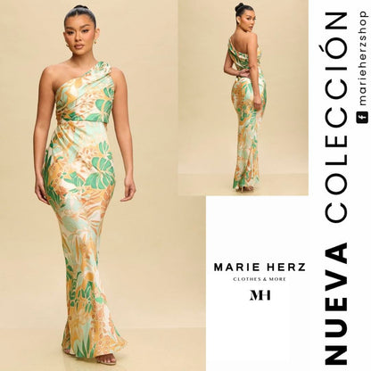 1063572  Vestido estampado verdes