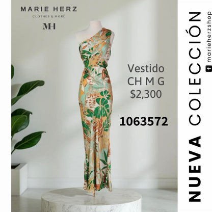 1063572  Vestido estampado verdes