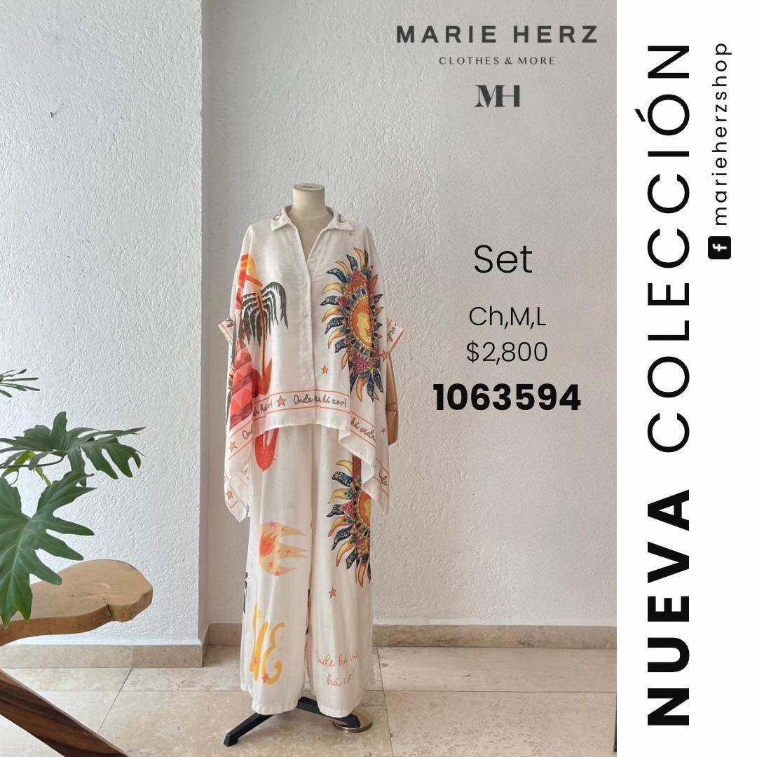 1063594  Set beige estampado colores  UT