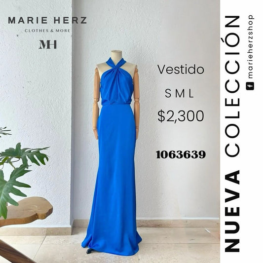 1063639  Vestido halter azul rey